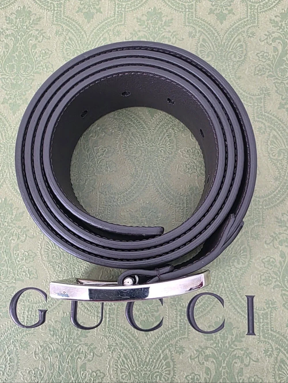 Auth Gucci GG Canvas Leather Belt